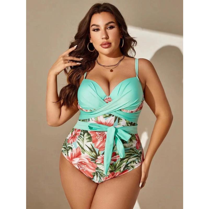 2025 Sexy Patchwork Strapped Plus Size Swimwear Women Push Up Large One Piece Swimsuit Backless Beach Big Bathing Suit