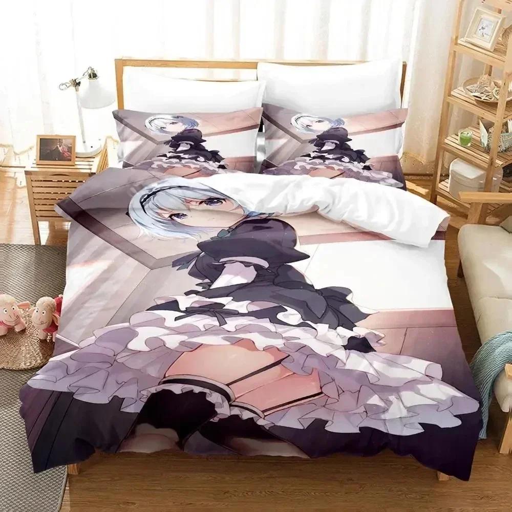 3D Anime The Ryuo's Work Is Never Done! Printed Bed Set Duvet Cover Pillowcase Bedding Set Bed Linen Sheet Quilt Cover Full Size