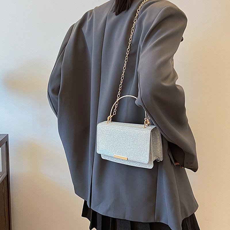 2025 New Casual Fashion Trend Simple Chain Fashion Metal Portable Shoulder Crossbody Small Square Bag