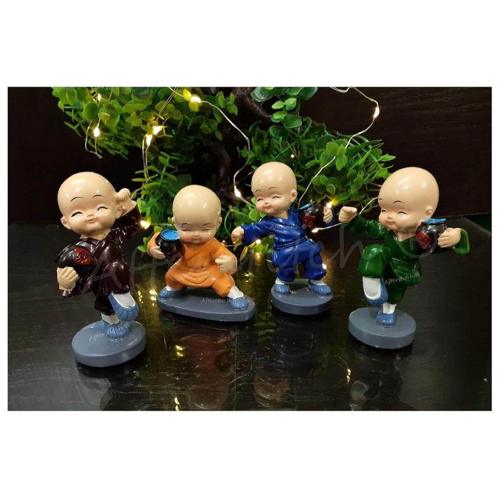 Kungfu Monk Miniature Garden Decorations Items Showpiece Statue Idols & Gift (4 Kung Fu Monks Big Size)