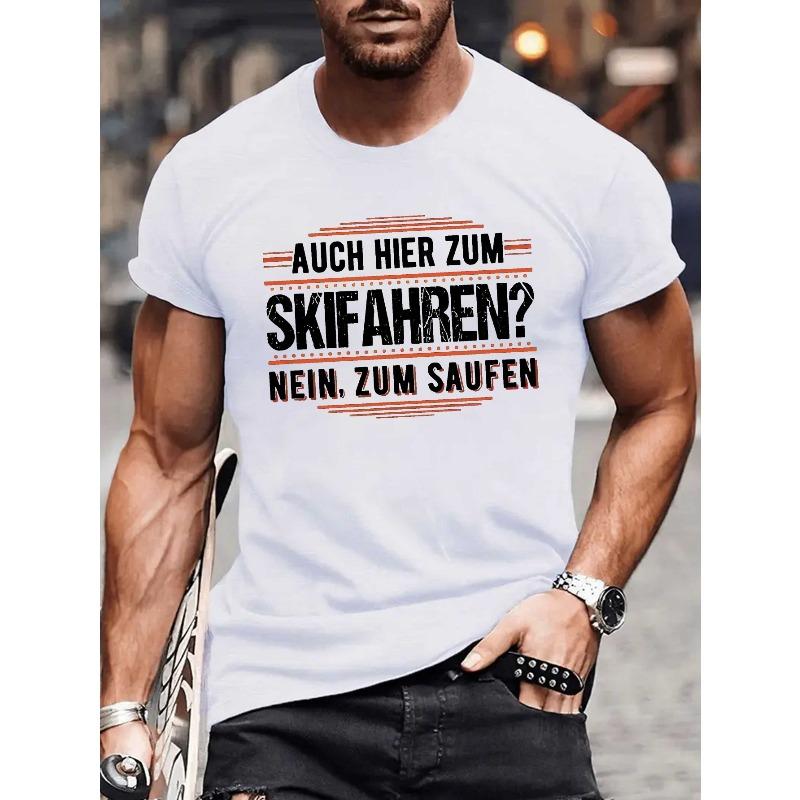 

European Size Skifahren Lustiges Skifahrer Saufen Apres Ski Men s Short Sleeve T-shirt Summer T-shirt Top S белый