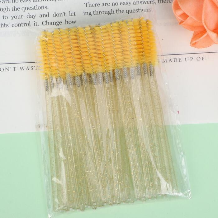 50-Pack Portable Multi-Purpose Eyelash and Eyebrow Crystal Handle Brushes