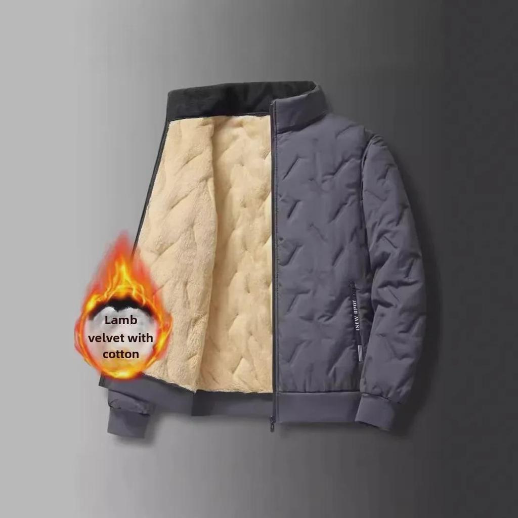 Men's Windproof Plush Lambskin Coat – Thick, Versatile, Large-Size Winter Jacket