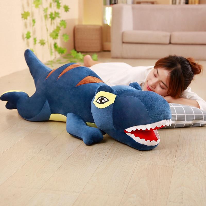 

1 шт. 60-110 см новые плюшевые игрушки динозавра мультфильм тираннозавр подушка милая мягкая игрушка куклы для детей мальчиков подарок на день рождения 60cm синий