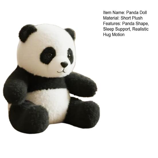 Panda Doll Emotional Support Plush Realistic Hug Motion Stuffed Animal Doll Stress Relief Ultra-Soft Comfort Toy