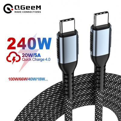 USB C į USB Type C laidas, skirtas MacBook Pro greito įkrovimo 4.0 PD 240W 100W 5A greitas įkrovimas, skirtas Samsung Xiaomi mi 10 Charge Cable 1/2M