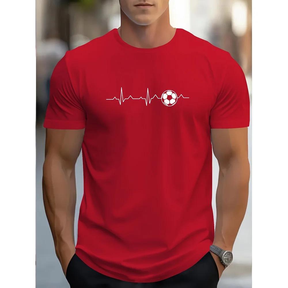 Summer Round Neck 3D Simple Pattern Print Top Fashionable Casual Short Sleeved Men's T-shirts