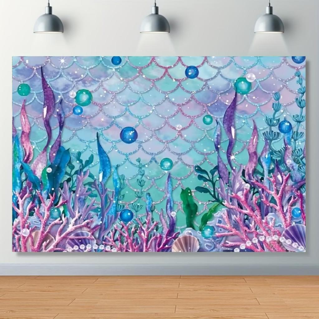 Mermaid Backdrop Girls Princess Birthday Party Decoration Background Under The Sea Photography Supplies Kids Baby Shower Banner
