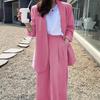 Korean Style 2025 Loose Casual Padded Shoulder Suit Jacket - Multiple Colors