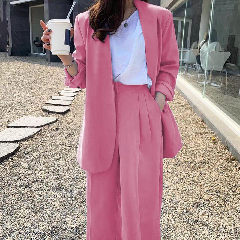 Korean Style 2025 Loose Casual Padded Shoulder Suit Jacket - Multiple Colors