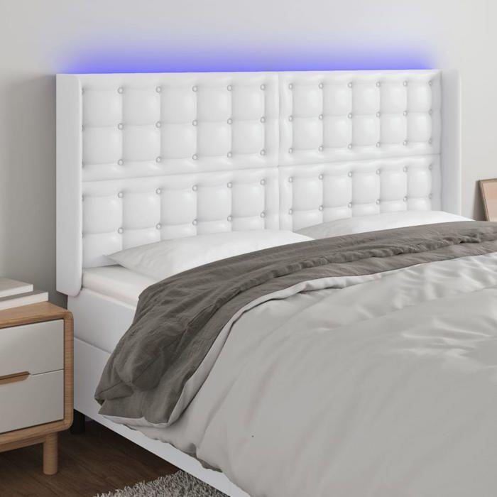 VidaXL Tête de Lit à LED Meuble de Chambre à Coucher Accessoire de Lit Double Tête de Cadre de Lit Intérieur Blanc 3124151
