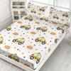 Cartoon Car Taxi Pattern Bed Hat Four-Piece Bedding Set Bedroom Dormitory Bedding Decoration