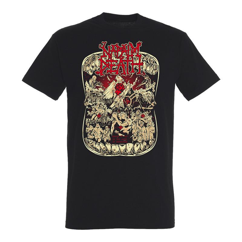 Napalm Death Bands Dark Metal Rock Gothic Style American Loosefitting Mens Tshirt Womens Shortsleeved Shirt S