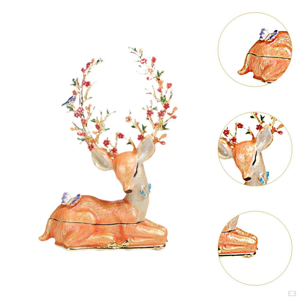 Elk Trinket Box Enameled Jewelry Decoration Good Creative Animal Figurine Decorative