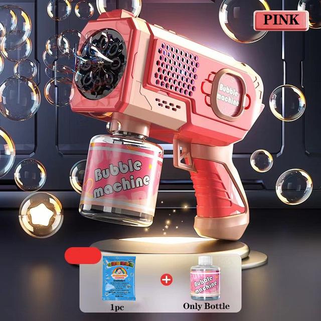 Bubble Gun Electric Automatic Soap Rocket Bubbles Machine Kids Portable Outdoor Party Toy LED Light Blower Toys Children Gifts