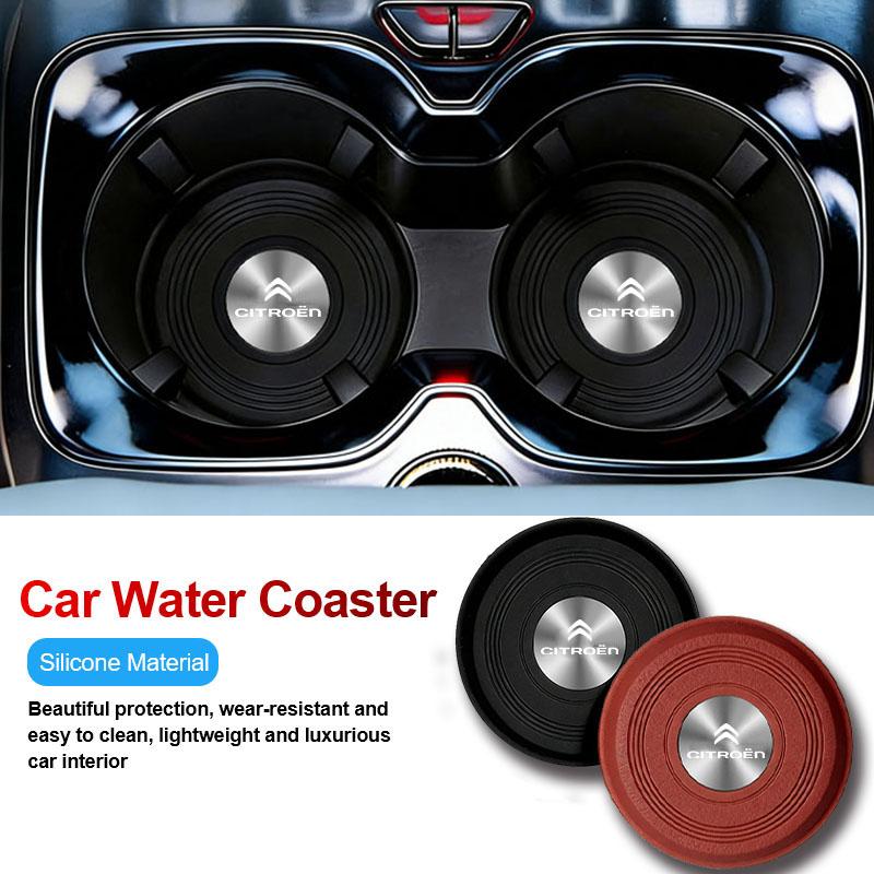 2Pcs Anti-Slip Silicone Car Coaster Cup Holder Leak-Proof Pad For Citroen C3 C5 C5X C4 e-C4 X e-C3 C-Elysee Berlingo C1 C1 C6 C2