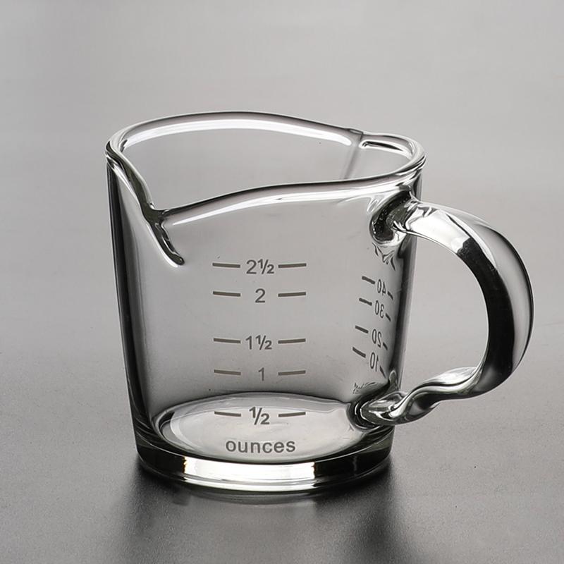 Glass ESPRESSO Measuring Cup 70ml Heat Resistant Cup Kitchen Espresso Jig Double Ounce Cup