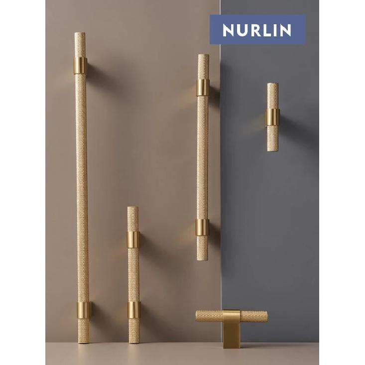 Nurlin Solid Brass Knurling Patterned Cabinet T-bar Extended Length 40 Inches Kitchen Appliances Dishwashers Refrigerators Pull