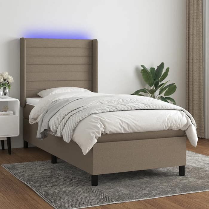 VidaXL Sommier à Lattes de Lit avec Matelas et LED, Lit Rembourré, Lit Simple, Lit Adulte de Chambre à Coucher Intérieur, 3138353