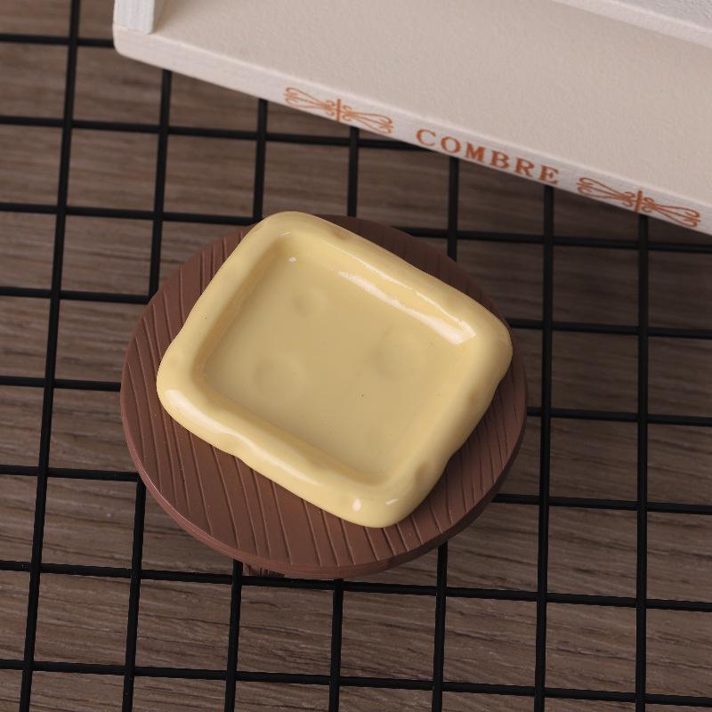 DIY Miniature Cheese Knife & Fork Set with Plate Figurine Keychain Resin Jewelry