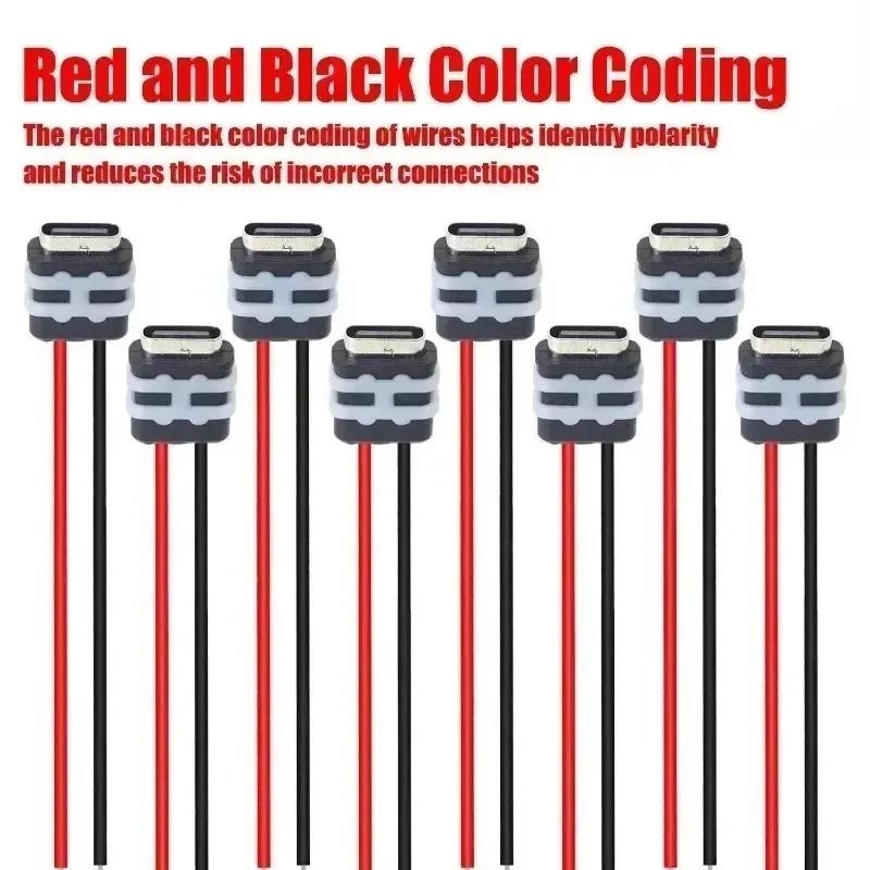1-20PCS for Auto 3C Appliances Type-C Female Socket Connector 5V 3A Jack Female Charging Port Waterproof Black Wire Connector