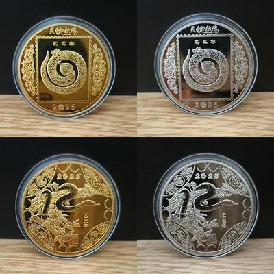 Pamětní mince 2025 Year Of The Snake Medaile čínského zvěrokruhu 3D reliéfní mince Sběratelské mince Rok