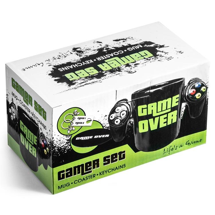 Zestaw prezentowy dla gracza nastolatka game over pad kontoler brelok