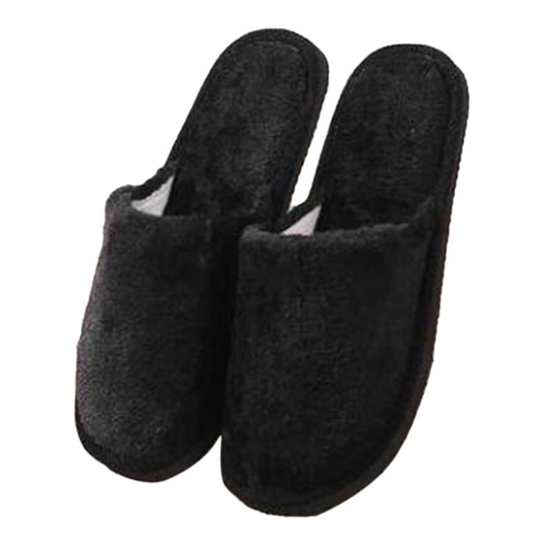 Non-slip Comfortable Winter Couples Solid Color Warm Home Plush Flat Candy Color Slippers