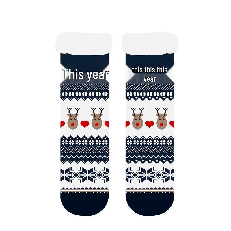 Women's Fleece-Lined Anti-Slip Christmas Socks for Home