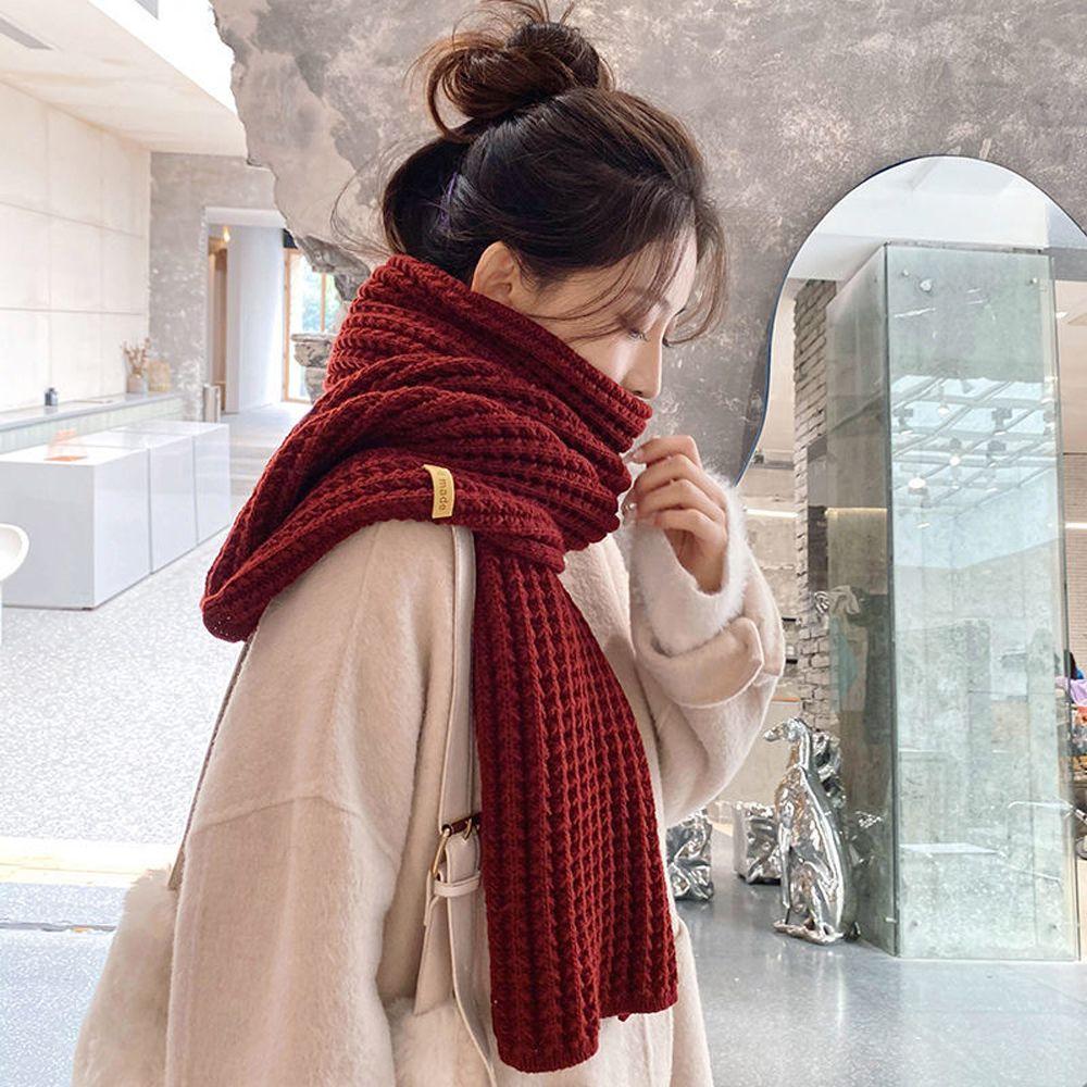 Vintage Soft Warm Winter Thicken Autumn Women Scarves Knitted Scarf Korean Long Shawls Solid Color
