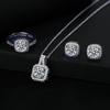 Moissanite Necklace & 1 Carat Stud Earrings Set: Square Bag Jewelry with Clavicle Chain & Ring for Women