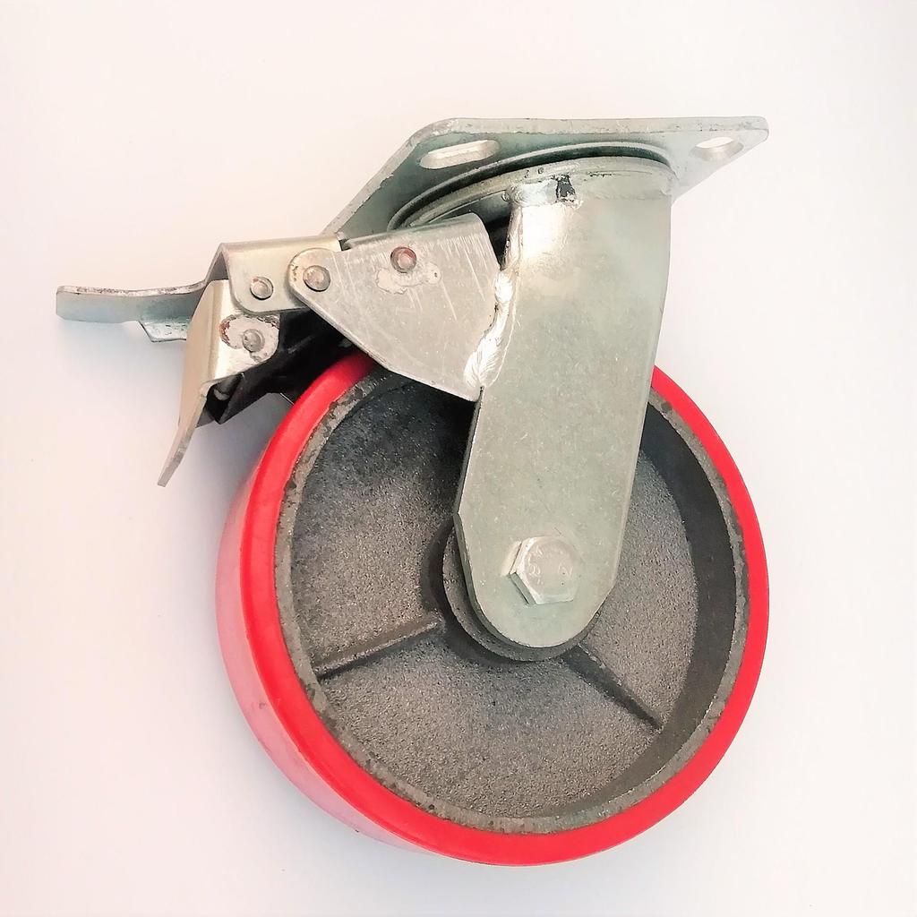 Heavy Duty Polyurethane Iron Core Swivel Caster Wheel - Impact Resistant Flatbed Trolley Wheel