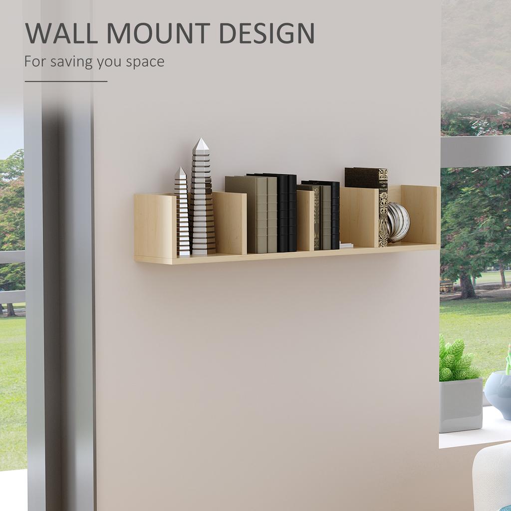Wall Mount 84 CD / 56 DVD/Blu-ray/ Media Storage Rack 4 Cubes Wooden Shelf Organizer Unit Bookcase Display, Natural