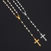 White Oval Pearl Rosary Necklace For Women Catholic Religious Crucifix Cross Pendant Gold Silver Color Chain Men Prayer Jewelry