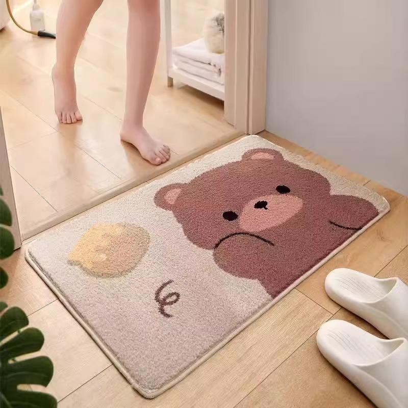 Creme Wind Imitation Kaschmir Badezimmer Bodenmatte Badezimmer Saugfähige Matte Toiletteneingang Tür Rutschfeste Fußmatte Schlafzimmer Wohnzimmer 40X60cm 15.7X23.6in
