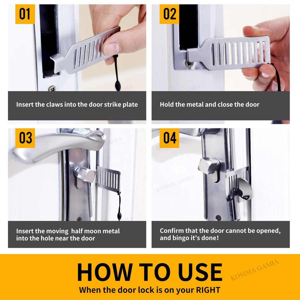 Portable Travel Door Lock Punch-Free Hotel Apartment Security Door Lock Punch-Free Portable Door Stopper Travel Anti-Theft Lock
