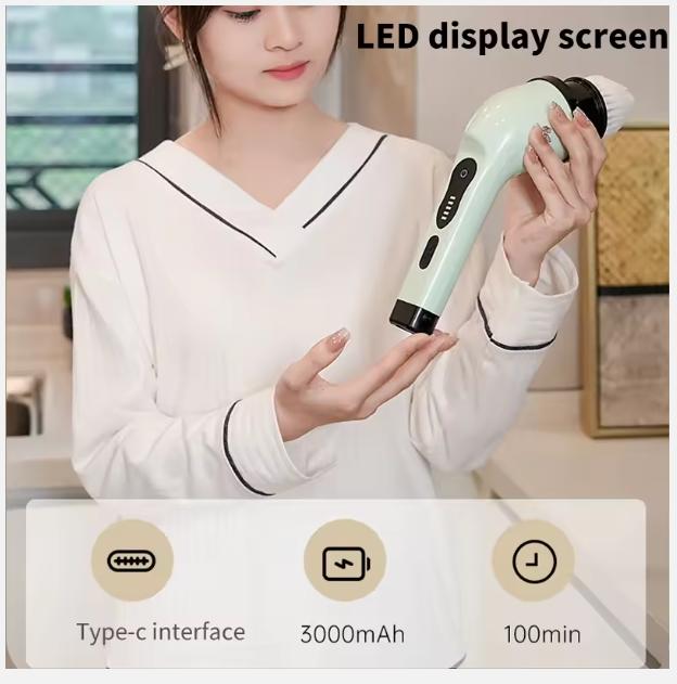 2025 9-in-1 Electric Cleaning Brush Electric Spin Cleaning Scrubber Electric Cleaning Tools Parlour Kitchen Bathroom Cleaning Gadgets