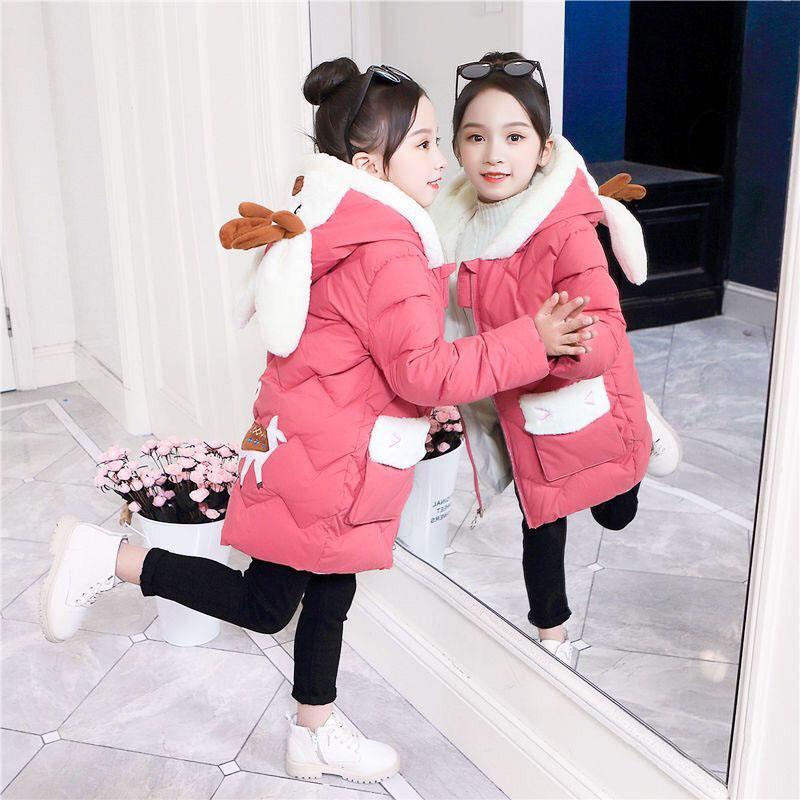 Mädchen Baumwollgepolsterte Kleidung Mode Bestickte Kinder Winter Verdickte Große Pelzjacke