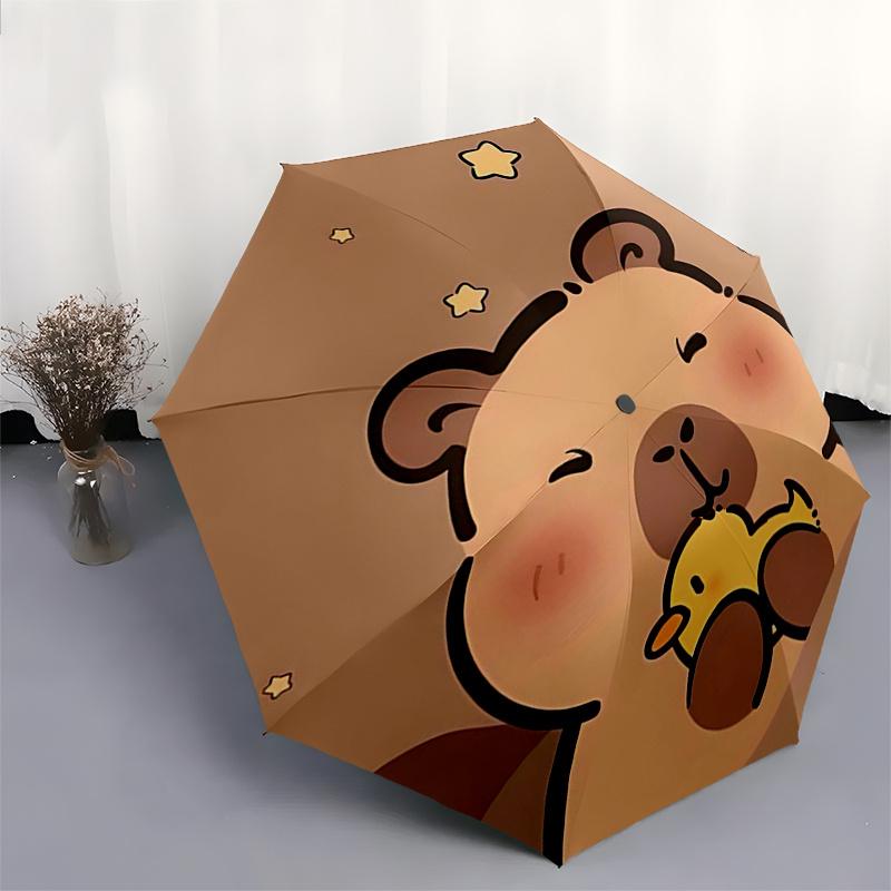 Reiseregenschirm mit Capybara-Motiv - 8 Rippen, Automatisches Öffnen und Schließen, Tragbares faltbares Design, Kompakter und stilvoller Schirm für unterwegs