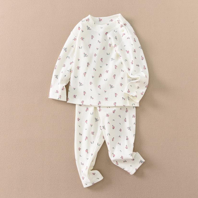 Children's Cotton Thermal Pajama Set - Long-Sleeved, Elastic, Cute, Fashionable, Versatile Autumn Wear