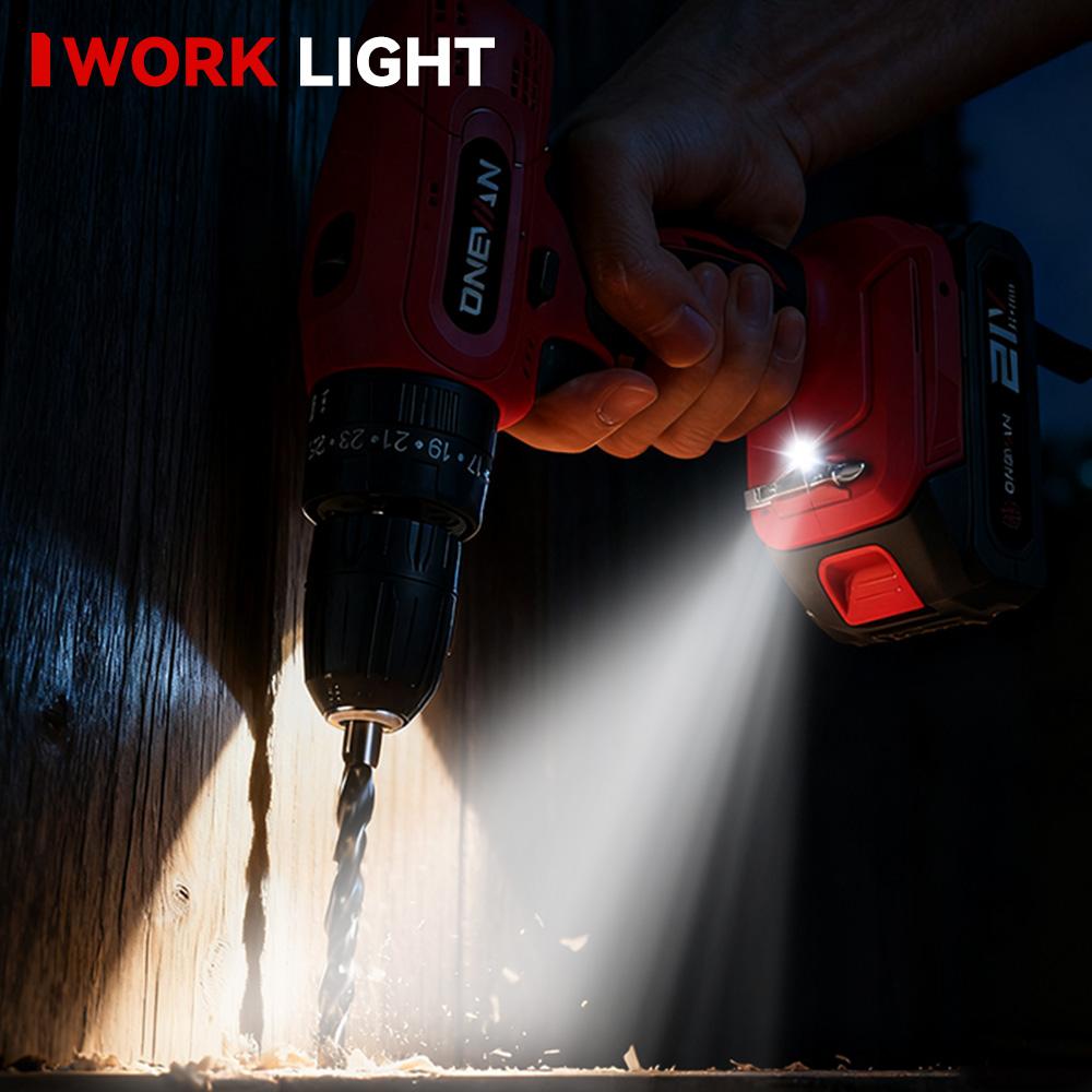 ONEVAN 25+3 Torque Electric Impact Drill Multifunctional 2 Gears Cordless Hammer Drill Power Tool For Makita 18V Battery Pin