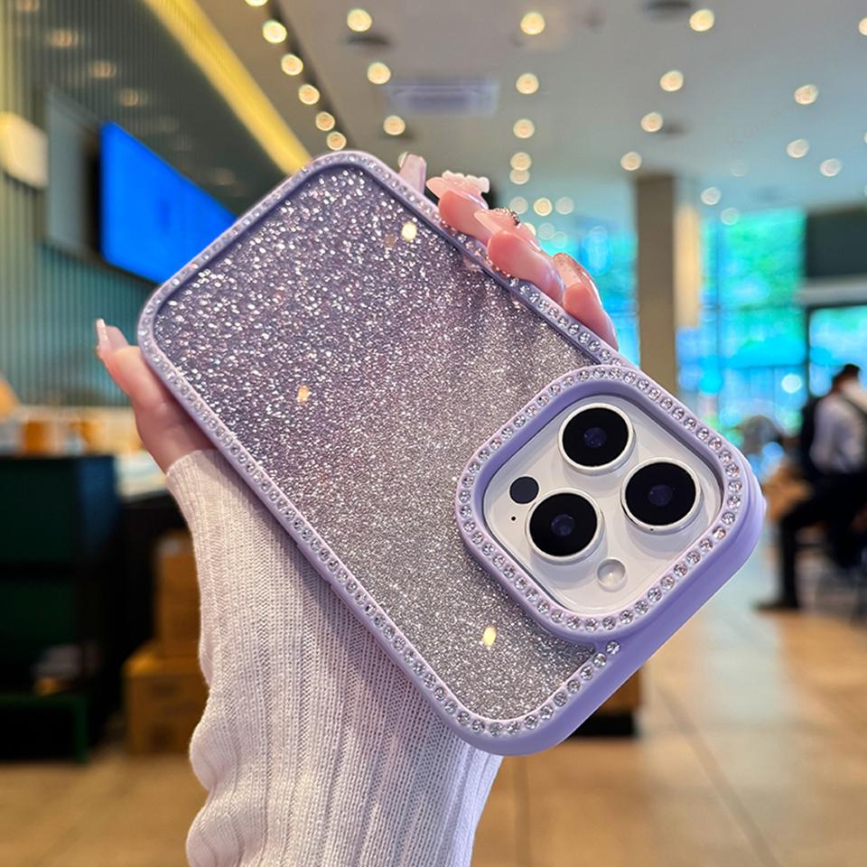 Transparent Diamond Phone Case for iPhone 16 15 14 Plus 13 12 11 14 15 16 Pro Max 16Pro Bling Glitter Protector Shockproof Cover