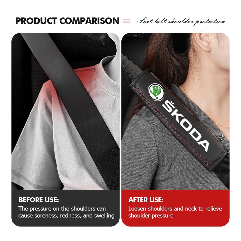 cqmes7 Car Seat Belts Covers Padding Carbon Fiber Belt Shoulder For Skoda Rapid Octavia Derivative Enyaq-iV VisionS Yeti Scala