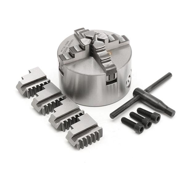 K12-100 SANOU 100mm Lathe Chuck  4 Jaw Self-centering Chuck Hardened Reversible Tool Silver New