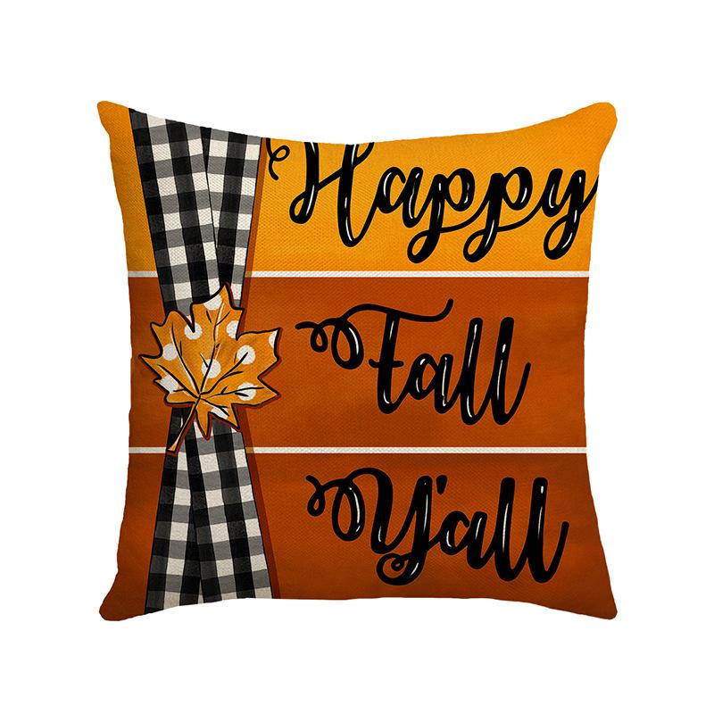 Autumn New Pumpkin Letter Linen Waist Cushion Cover Sofa Decoration Thanksgiving Bedroom Pillow Cover