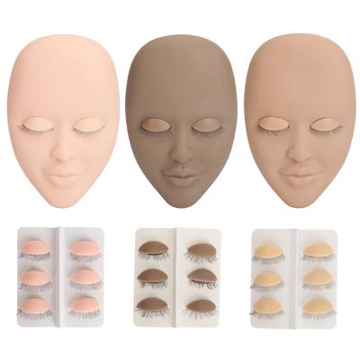 Eyelash Mannequin Head Practice 3 Colors Lash Mannequin Head 9 Pairs Single Layer Replaced Eyelids