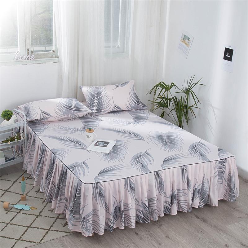 Fashion Home Pleated Dust Bed Cover with Bed Skirt Queen Size Fade Resistant Bedspread Soft Single Double Bedsheet No Pillowcase