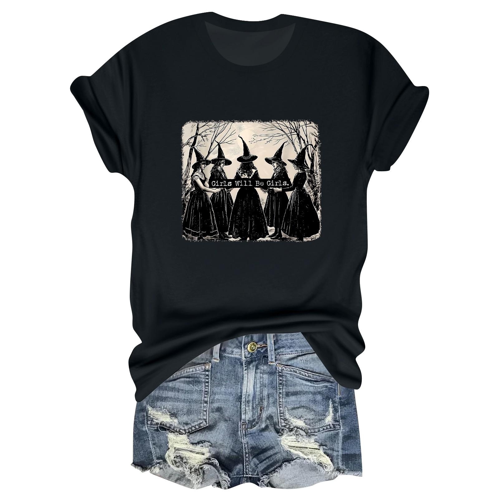 

Женская повседневная футболка с принтом, пуловер с круглым вырезом, топ с короткими рукавами XL чёрный