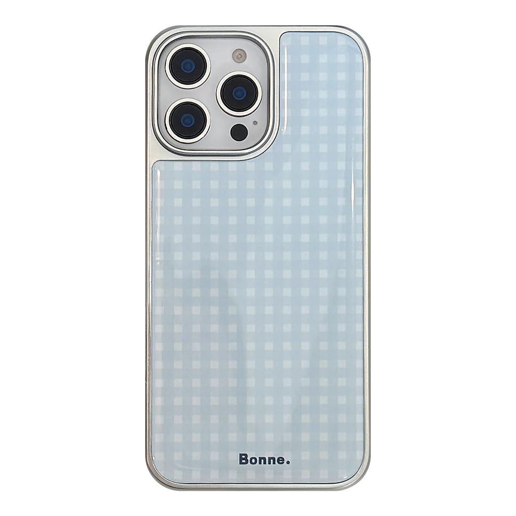 Kleber Puderblaues Gitter Geeignet für Apple 16promax Handyhülle Iphone14 Galvanisierung 13 Koreanisch Huawei Mate