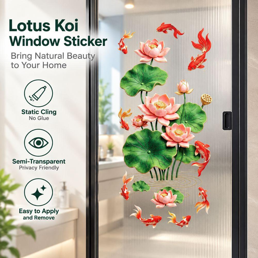 Lotus Flower Glass Decal Lotus Wall Sticker No Glue Decorative Sticker Toilet Door